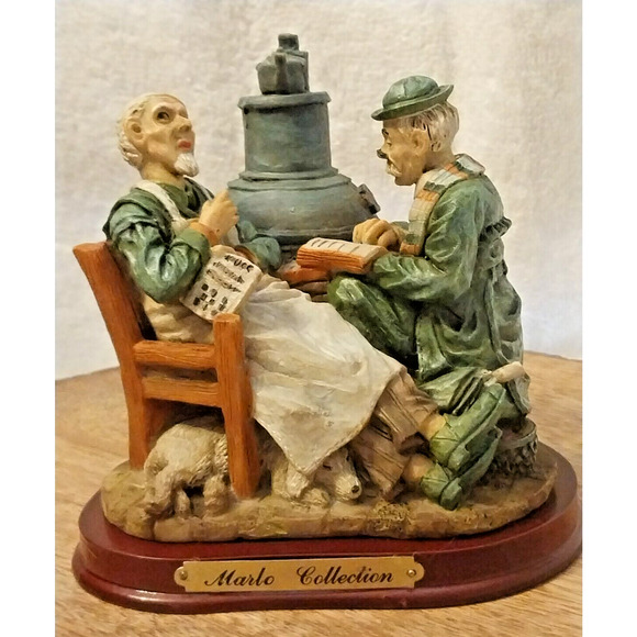 Vintage Marlo Collection~2 Gentlemen Reading Stove with Sleeping Dog - Picture 2 of 9